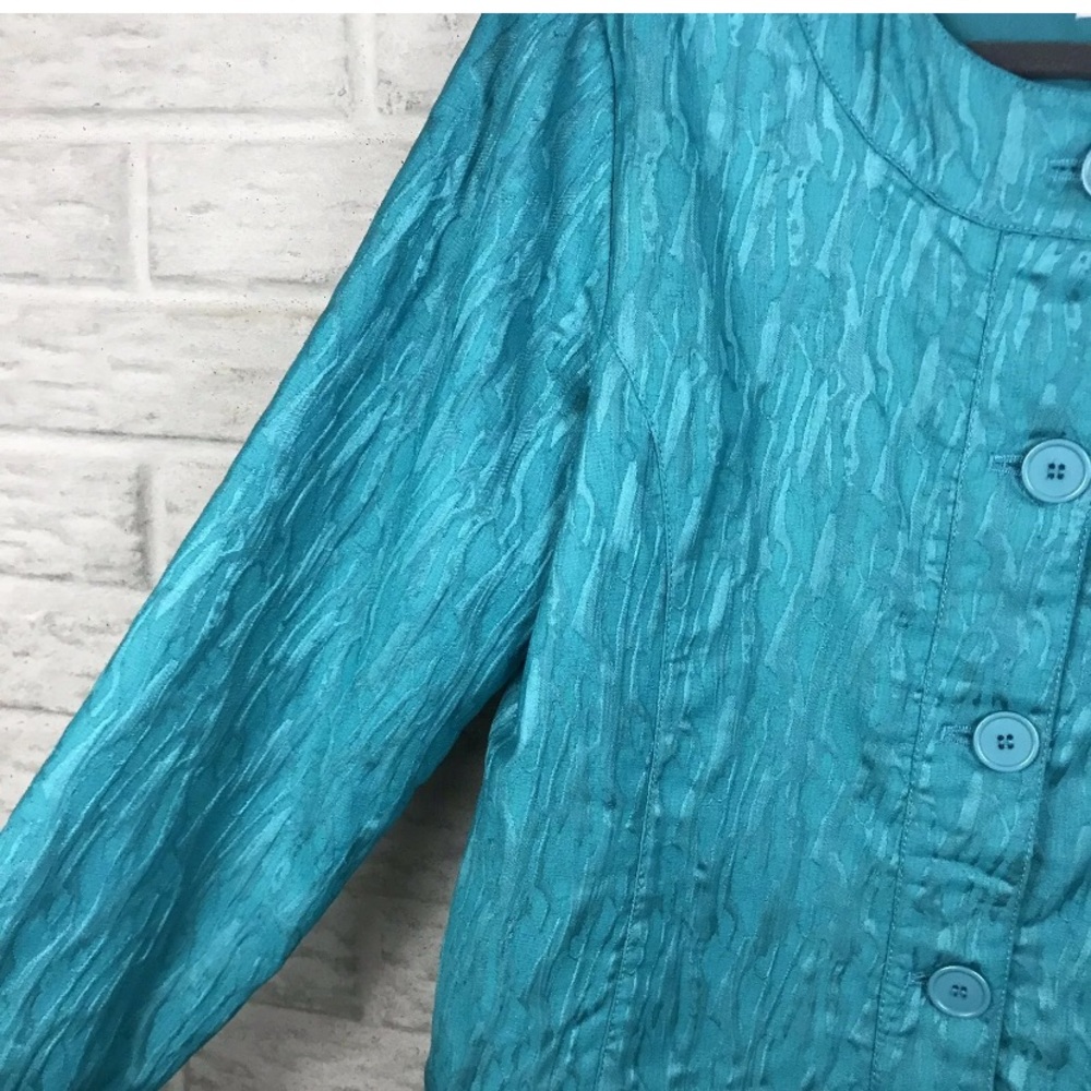 Chico’s Sarin Button Down Jacket Teal - Picture 3 of 6